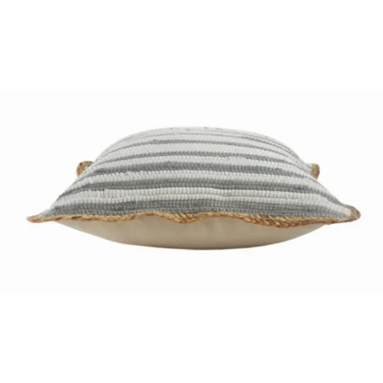 Gray And White Stripped Jute Border Accent Pillow-Kirkland's Home New