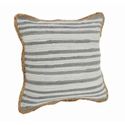Gray And White Stripped Jute Border Accent Pillow-Kirkland's Home New
