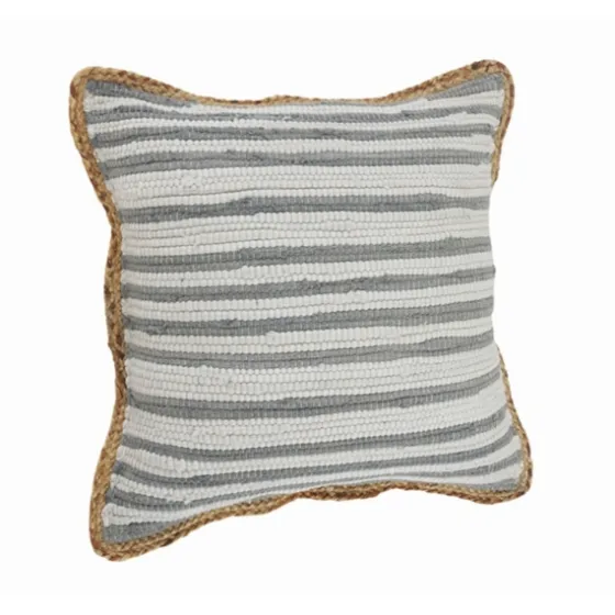 Gray And White Stripped Jute Border Accent Pillow-Kirkland's Home New
