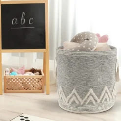 Gray And White Tuft Peaks Storage Basket-Kirkland's Home Outlet