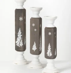 Gray And White Wood Tree Candle Holders, Set Of 3-Kirkland's Home New