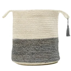 Gray And White Woven Basket With Tassel, 17 In.-Kirkland's Home Discount