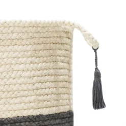 Gray And White Woven Basket With Tassel, 17 In.-Kirkland's Home Discount