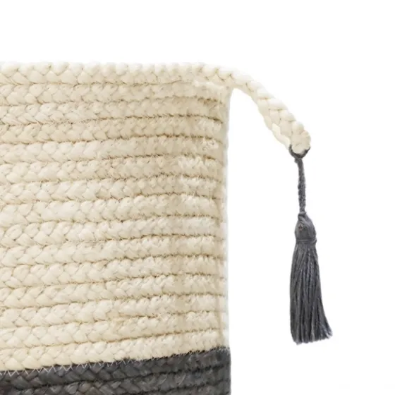 Gray And White Woven Basket With Tassel, 17 In.-Kirkland's Home Discount