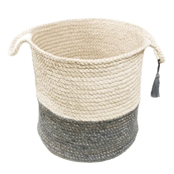 Gray And White Woven Basket With Tassel, 17 In.-Kirkland's Home Discount