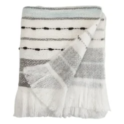 Gray Blue Multi Stripe Throw Blanket-Kirkland's Home Sale