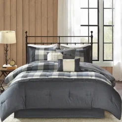 Gray Buffalo Herringbone Queen 7-Pc. Comforter Set-Kirkland's Home Store