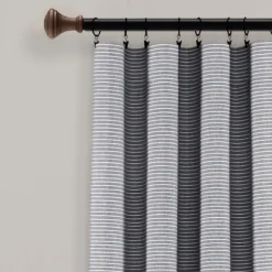 Gray Button And Stripe Curtain Panel Set, 95 In.-Kirkland's Home Clearance