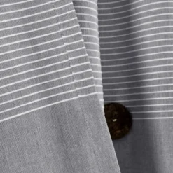 Gray Button And Stripe Curtain Panel Set, 95 In.-Kirkland's Home Clearance