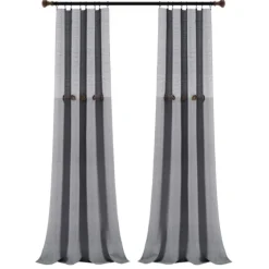 Gray Button And Stripe Curtain Panel Set, 95 In.-Kirkland's Home Clearance