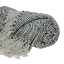 Gray Chevron Cotton Handloomed Tassel Throw-Kirkland's Home Shop