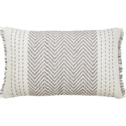 Gray Chevron Long Stitch Lumbar Throw Pillow-Kirkland's Home Online