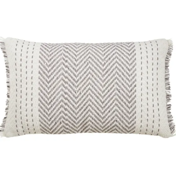 Gray Chevron Long Stitch Lumbar Throw Pillow-Kirkland's Home Online