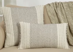 Gray Chevron Long Stitch Lumbar Throw Pillow-Kirkland's Home Online