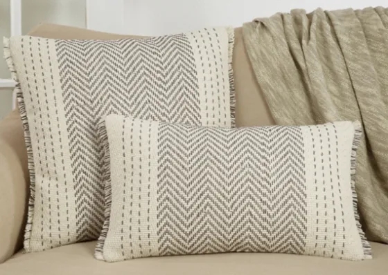 Gray Chevron Long Stitch Lumbar Throw Pillow-Kirkland's Home Online