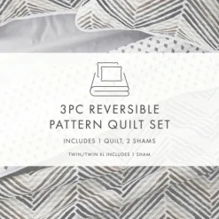 Gray Chevron Reversible 2-Pc. Twin Quilt Set-Kirkland's Home Flash Sale