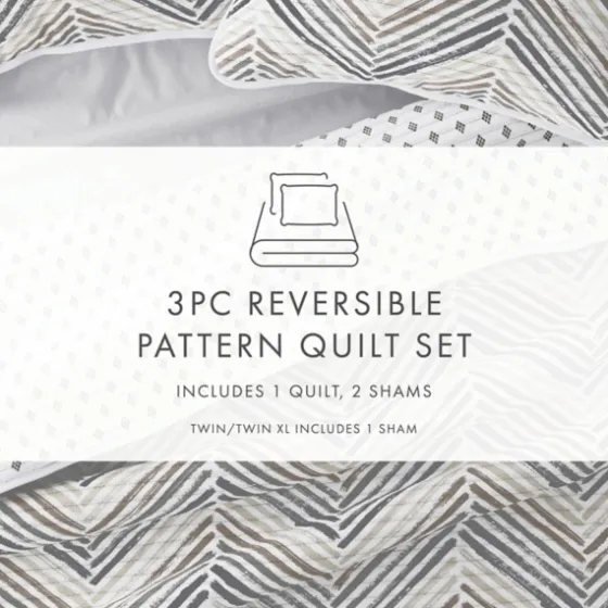 Gray Chevron Reversible 2-Pc. Twin Quilt Set-Kirkland's Home Flash Sale