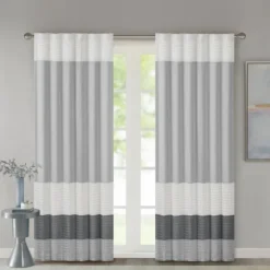 Gray Color Block Striped Curtain Panel, 84 In.-Kirkland's Home Flash Sale