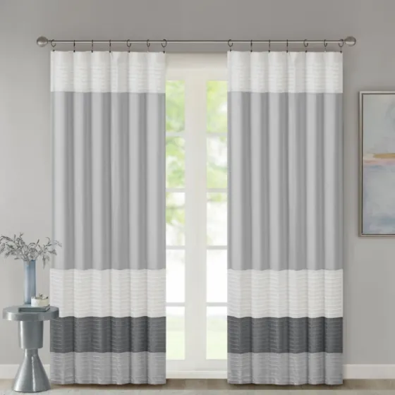 Gray Color Block Striped Curtain Panel, 84 In.-Kirkland's Home Flash Sale