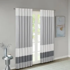 Gray Color Block Striped Curtain Panel, 84 In.-Kirkland's Home Flash Sale