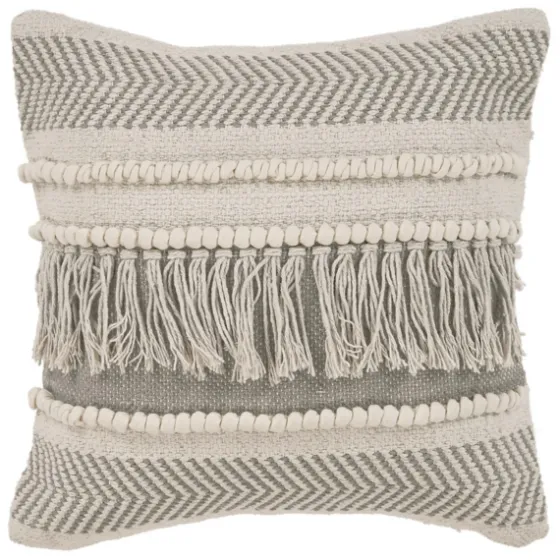 Gray Comfort Fringe Pillow-Kirkland's Home Cheap
