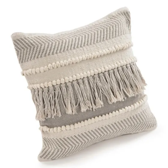 Gray Comfort Fringe Pillow-Kirkland's Home Cheap