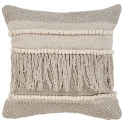 Gray Comfort Fringe Pillow-Kirkland's Home Cheap