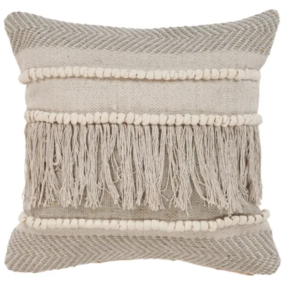 Gray Comfort Fringe Pillow-Kirkland's Home Cheap