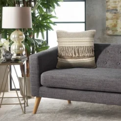 Gray Comfort Fringe Pillow-Kirkland's Home Cheap