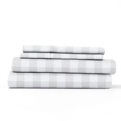 Gray Country Plaid 4-Pc. California King Sheet Set-Kirkland's Home New