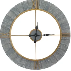 Gray Cutout Wood Wall Clock With Gold Metal-Kirkland's Home Fashion