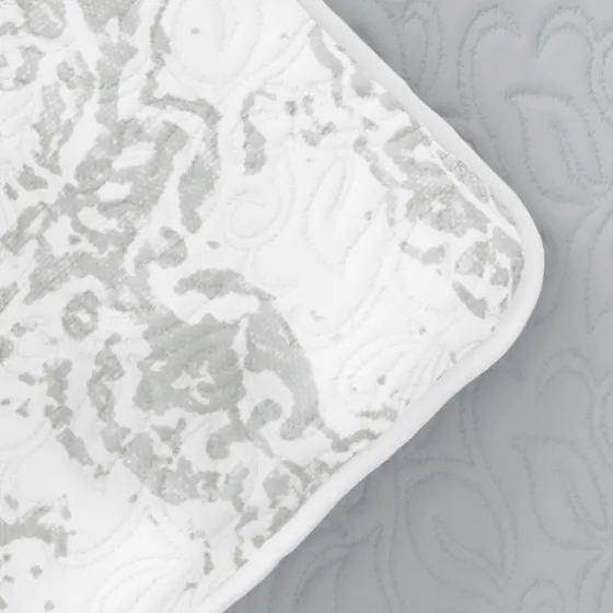 Gray Damask Reversible 3-Pc. King Quilt Set-Kirkland's Home Shop
