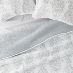 Gray Damask Reversible 3-Pc. King Quilt Set-Kirkland's Home Shop