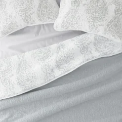 Gray Damask Reversible 3-Pc. King Quilt Set-Kirkland's Home Shop