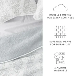 Gray Damask Reversible 3-Pc. Queen Quilt Set-Kirkland's Home Online