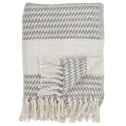 Gray Diamond Weave Throw With Tassels-Kirkland's Home Store