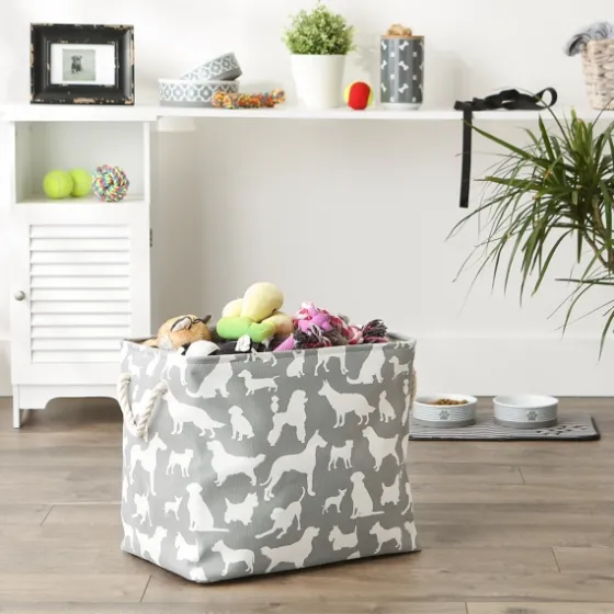 Gray Dog Show Rectangular Storage Bin, 18 In.-Kirkland's Home Store