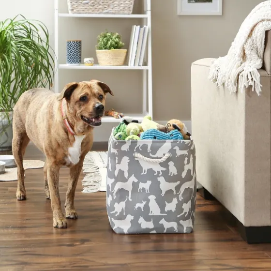 Gray Dog Show Rectangular Storage Bin, 18 In.-Kirkland's Home Store