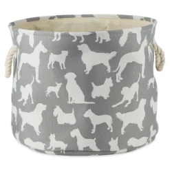 Gray Dog Show Round Storage Bin, 18 In.-Kirkland's Home Cheap