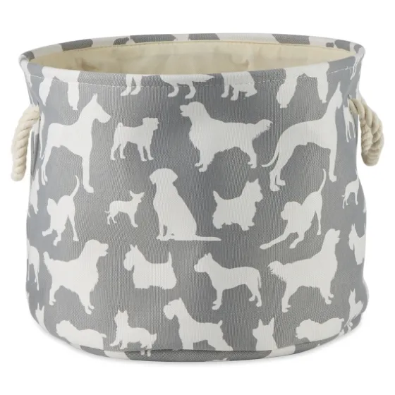 Gray Dog Show Round Storage Bin, 18 In.-Kirkland's Home Cheap