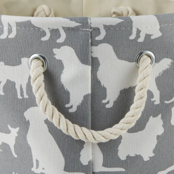 Gray Dog Show Round Storage Bin, 18 In.-Kirkland's Home Cheap