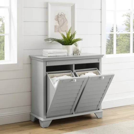 Gray Double Linen Hamper-Kirkland's Home Shop