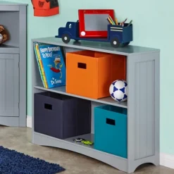 Gray Double Shelf Wooden Bookcase-Kirkland's Home Online
