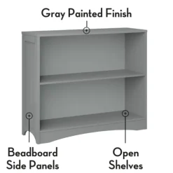 Gray Double Shelf Wooden Bookcase-Kirkland's Home Online