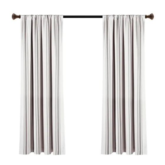 Gray Farmhouse Stripe Curtain Panels, Set Of 2-Kirkland's Home Sale
