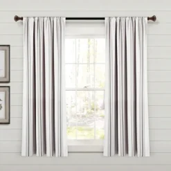 Gray Farmhouse Stripe Curtain Panels, Set Of 2-Kirkland's Home Sale