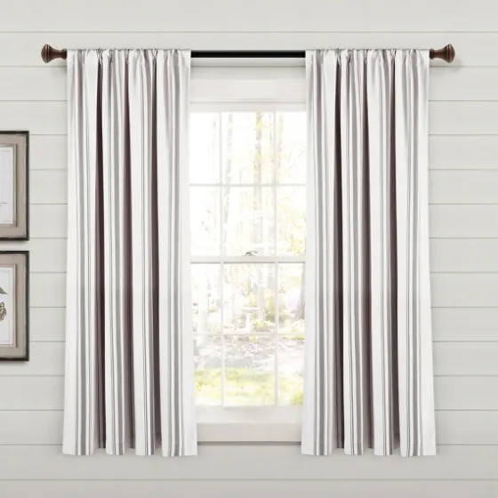 Gray Farmhouse Stripe Curtain Panels, Set Of 2-Kirkland's Home Sale