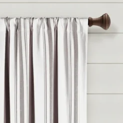 Gray Farmhouse Stripe Curtain Panels, Set Of 2-Kirkland's Home Sale
