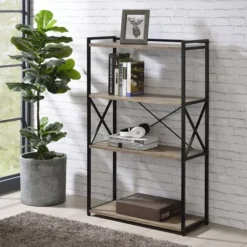 Gray Finish X Frame Open Shelf Bookcase-Kirkland's Home Flash Sale