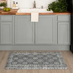 Gray Floral Cushioned Kitchen Mat-Kirkland's Home Best